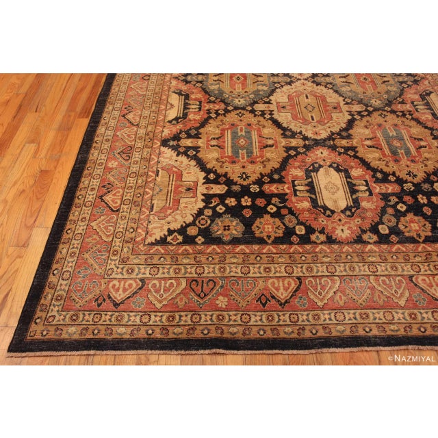 Rustic Tribal Geometric Persian Heriz Design Modern Room Size Rug For Sale In New York - Image 6 of 7