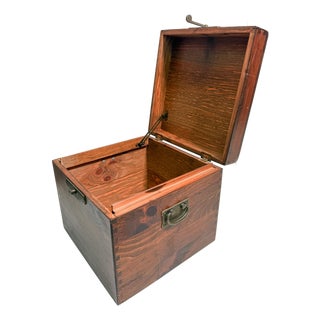 Antique Large Dovetailed Solid Wood Storage Chest Box For Sale