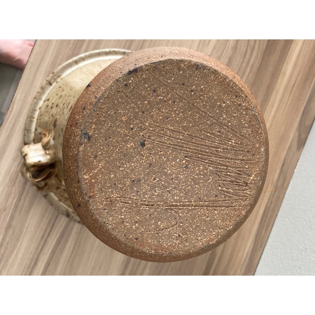 2010s Vintage Textured Studio Pottery Planter in Neutral For Sale - Image 5 of 6