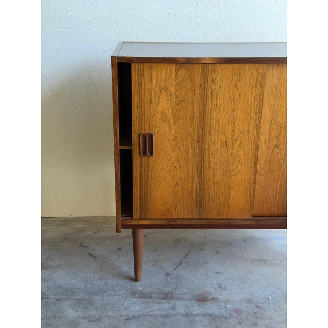 Vintage Danish Rosewood Cabinet - Mid Century Modern Sliding Door Credenza 1960s For Sale - Image 10 of 10