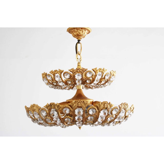 Large Hollywood Regency Chandelier in Brass and Crystal from Peris Andreu, 1960s For Sale - Image 9 of 9