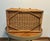 Mid 20th Century Vintage Wicker Picnic Basket With Double Handles & Latching Straps For Sale - Image 5 of 11