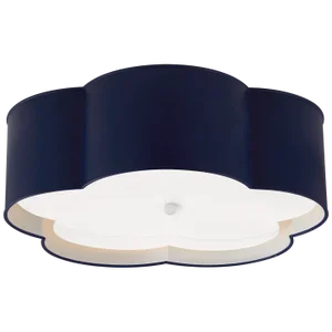 Kate Spade New York for Visual Comfort Signature Bryce Large Flower Flush Mount in French Navy & White with Frosted Acrylic