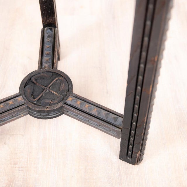 Tan Stained and Carved Wooden Side Table from Benjamin Gomez, 1920s For Sale - Image 8 of 9
