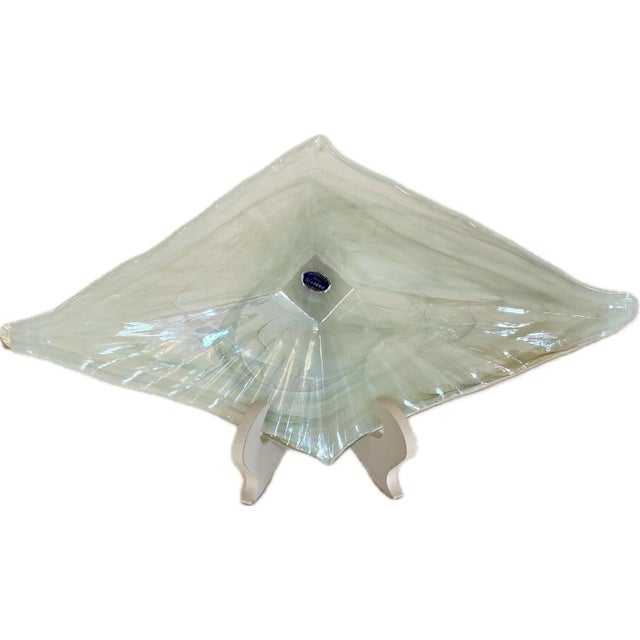 Vintage Lavorazione Murano Art Glass Handblown Free Form Bowl For Sale - Image 9 of 9