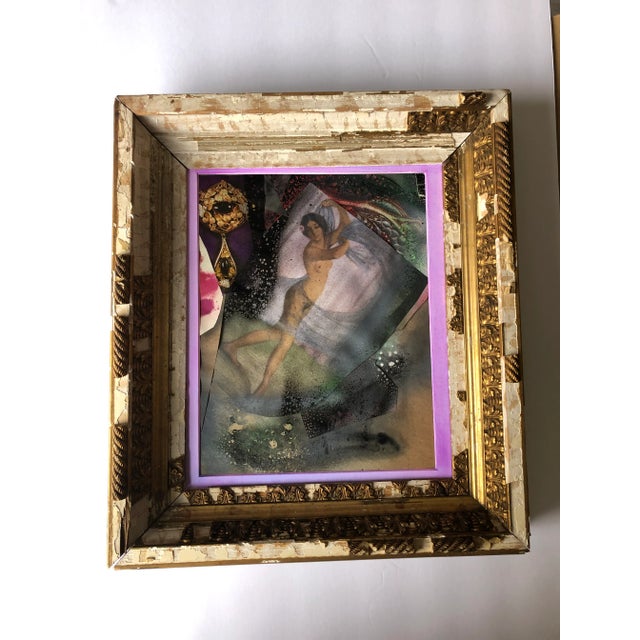 Abstract Original Collage “a Celebrated Woman” 14x16 Salvage Frame For Sale - Image 3 of 3