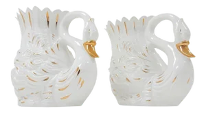 Vintage Venetian Life Size Swan Vessels by Bassano, Italy - A Pair