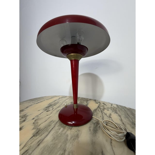 Metal Enamelled Metal and Brass Three-Light Desk Lamp in the style of Elio Martinelli, 1950 For Sale - Image 7 of 15