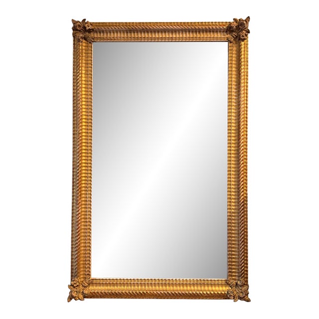 Louis XVI Giltwood Mirror With Floral Corners For Sale