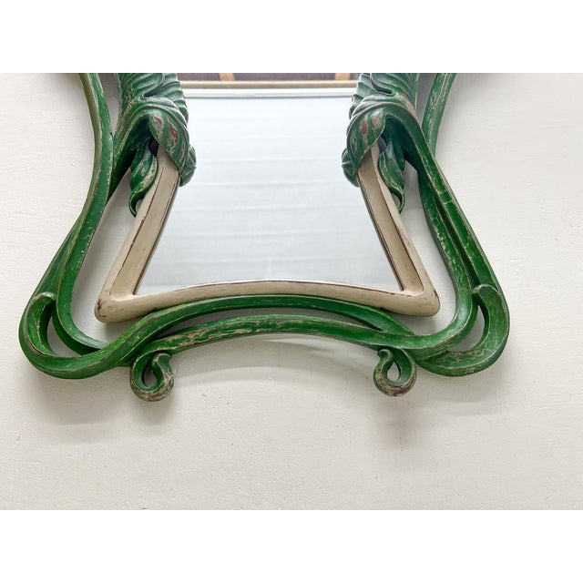 Art Nouveau Carved Wood Mirror with Calla Lilys, 1900s For Sale - Image 6 of 15