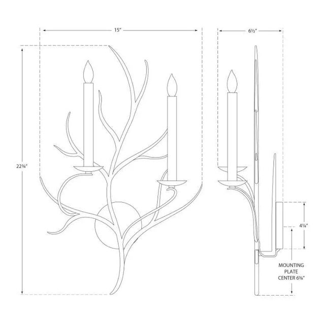Transitional Chapman & Myers for Visual Comfort Signature Branch Sconce in Old White For Sale - Image 3 of 3
