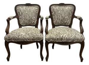 Late 19th Century Pair of Country French Walnut Arm Chairs