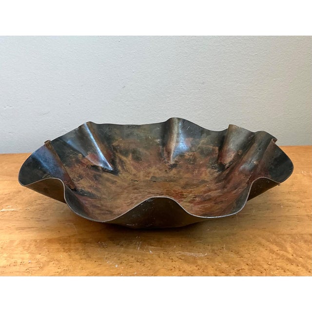 Vintage Scalloped Copper Decorative Bowl For Sale - Image 11 of 15