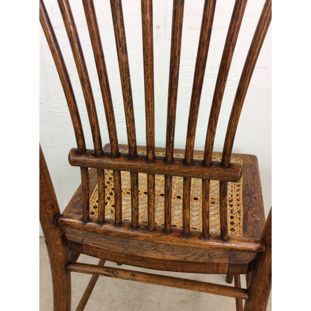 Antique Oak Chair With Unique Turned Wood Back and Caned Seat For Sale - Image 11 of 12