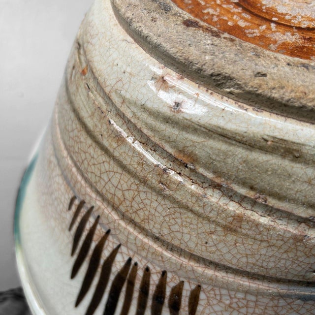 Antique Japanese Ceramic Seto Oribe Bowl, 1900s For Sale - Image 16 of 18