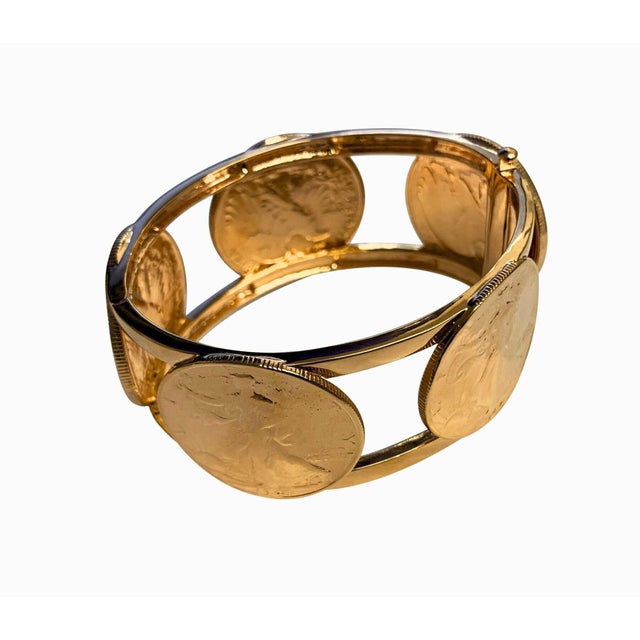 Contemporary Genuine Vintage American Usa Dollar Coin Rose Gold Vermeil Sterling Silver Wide For Sale - Image 3 of 10