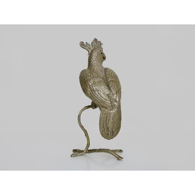Metal Silver Plated Bronze Cockatoo or Parrot Sculpture, 1950s For Sale - Image 7 of 10