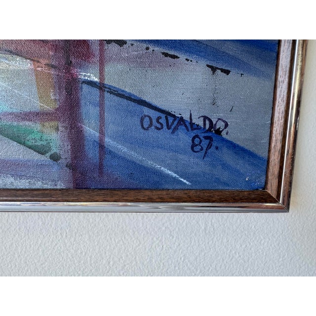 1970’s Oswaldo Gutierrez (1917– ) Cuban Expressionist Abstract Oil on Canvas Painting For Sale - Image 10 of 11