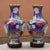 Asian Pair of Large Vintage Cloisonné Enamel Vases – Sapphire Blue Ground, Phoenix & Peony Motif For Sale - Image 3 of 12
