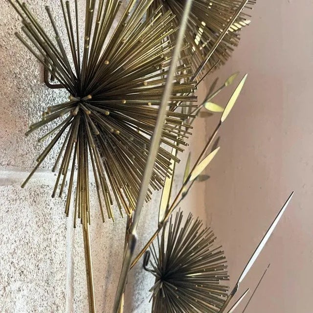1960s Curtis Jeré Large Brass Pom-Pom Floral Wall Sculpture For Sale - Image 11 of 12