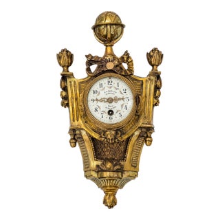 Chapus, À La Gerbe D'Or. Paris. Circa 1880 - Gilt Bronze Cartel Clock For Sale