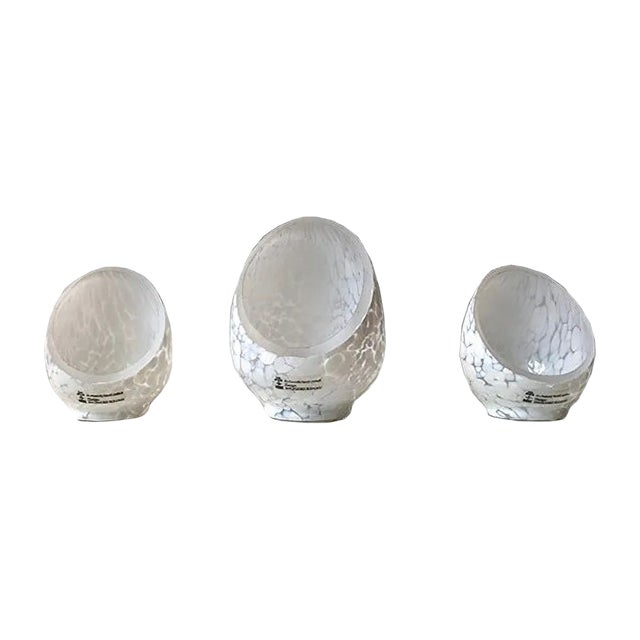 Half Egg Art Glass Candle Holders by Ingegerd Råman for Skruf, 1980s, Set of 3 For Sale