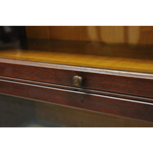 Antique Mahogany 4 Section Barrister Bookcase Glass Door Stacking Lawyer Cabinet For Sale In Philadelphia - Image 6 of 16