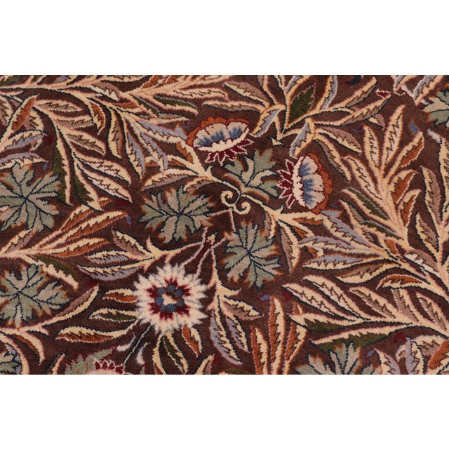 Shabby Chic Art Nouveau 1990's Pak-Persian Brown/Gray Wool Round Rug - 8'3'' X 8'3'' For Sale - Image 3 of 8