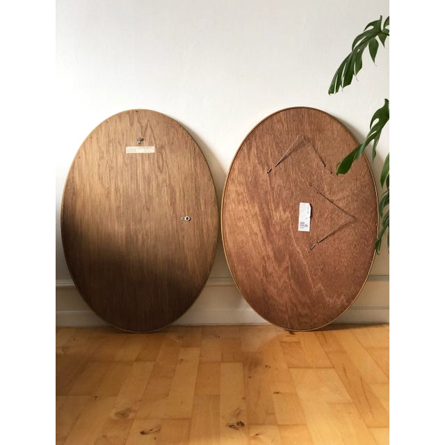 Pair of Vintage Deknudt Giltwood Oval Beveled Mirrors – Hollywood Regency, Belgium, 1970s For Sale - Image 11 of 13