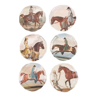 Equine Melamine Side Plates- Set of Six For Sale
