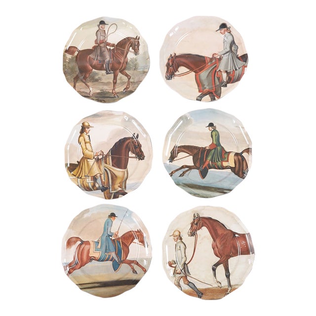 Equine Melamine Side Plates- Set of Six For Sale