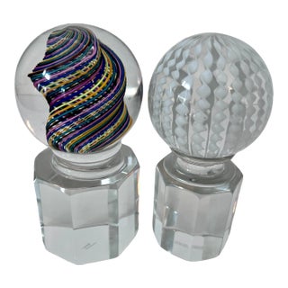 Italian Venini Murano Crystal Signed Paperweight Bookends - a Pair For Sale