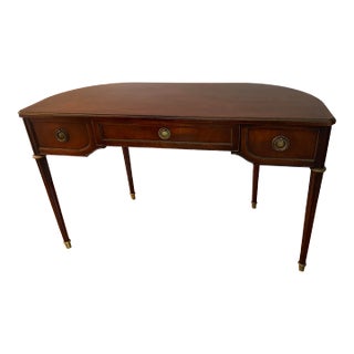 Robert W Irwin Mid Century Modern Mahogany and Brass Console/Writing Table For Sale