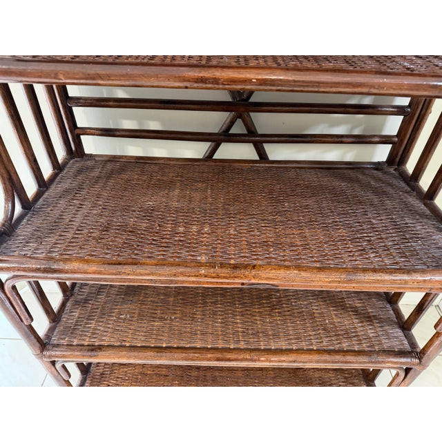 McGuire Vintage McGuire-Style Rattan & Woven Cane Étagère For Sale - Image 4 of 12