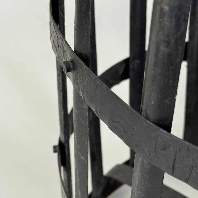 Metal 19th C French Cage-Design Solid Metal Demijohn Carrying Container/Basket For Sale - Image 7 of 12