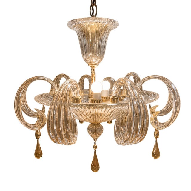 Glass Vintage Murano Chandelier in Clear Blown Glass, 1950s For Sale - Image 7 of 7