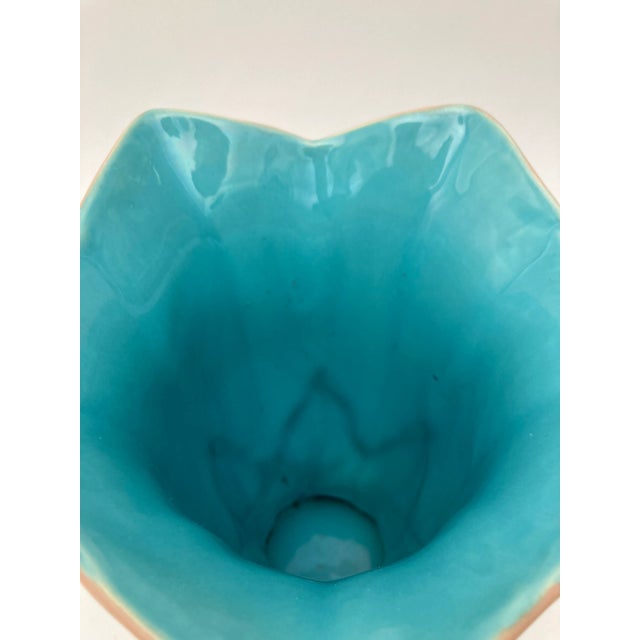 Peach 1930s Peach With Teal Interior, Catalina Pottery, Mold C339, USA by Gladding-McBean For Sale - Image 8 of 12