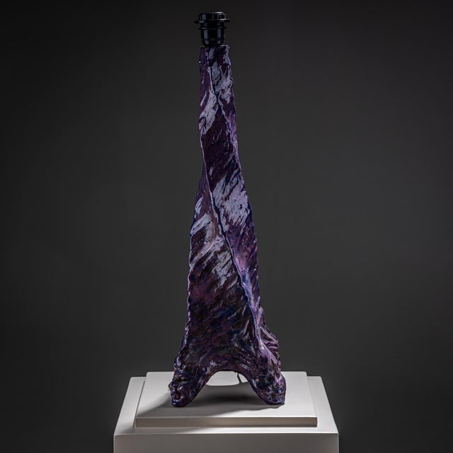 Violet Ceramic Table Lamp, France, Mid-20th Century For Sale In New York - Image 6 of 10
