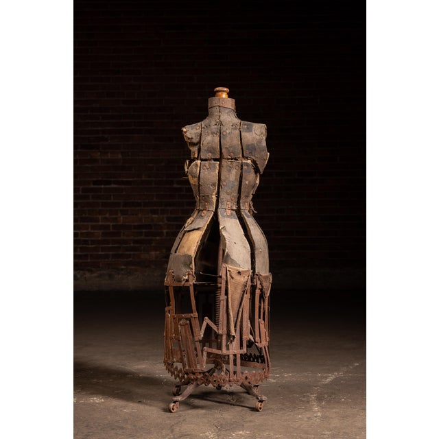 19th Century 19th Century Victorian Adjustable Dress Form on Rolling Stand For Sale - Image 5 of 11