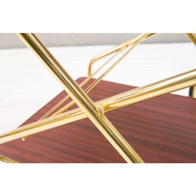 Vintage Hollywood Regency Gold-Colored Mahogany Trolley, 1960s For Sale - Image 13 of 16