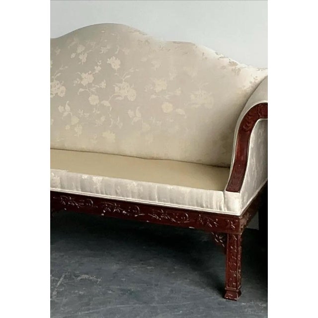 Vintage Regency Ticking Stripe Slipcover Camelback Sofas - A Pair For Sale - Image 11 of 11