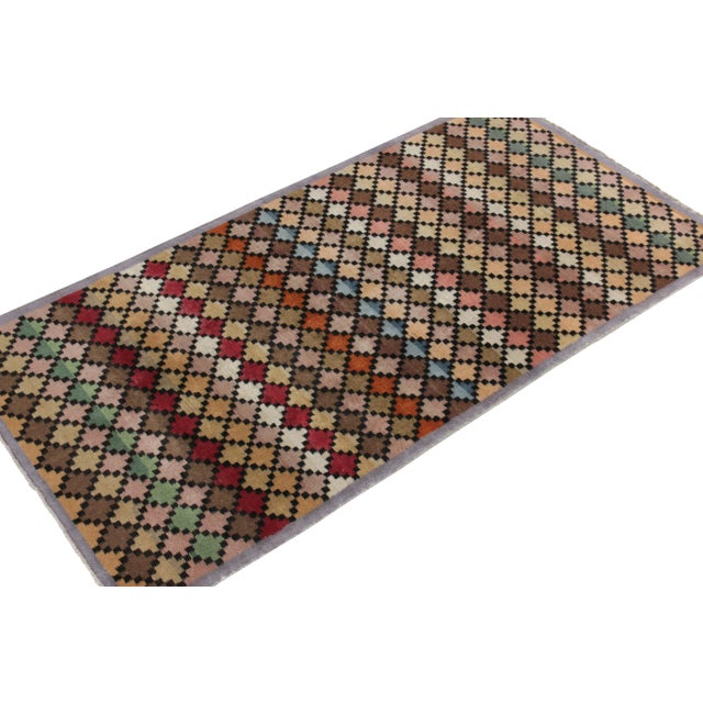 Art Deco 1960s Vintage Deco Rug in Multicolor Geometric Pattern For Sale - Image 3 of 6