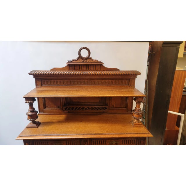 Antique 1880s French Henri II Style Sideboard Server Oak For Sale - Image 11 of 17