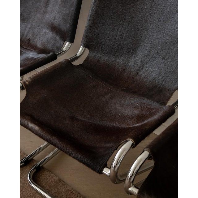 Italian Chrome and Cowhide Cantilever Dining Chairs, 1970s, Set of 4 For Sale - Image 13 of 18