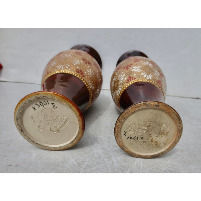 Royal Doulton Antique Victorian Royal Doulton Vases Circa 1880, Set of 2 For Sale - Image 4 of 8