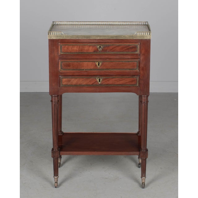 Louis XVI Style Marble Top Nightstand or Side Table For Sale - Image 4 of 10