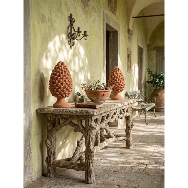Ceramic Pair of Hand-Finished Terracotta Pine Cone Finials For Sale - Image 7 of 12