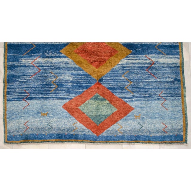 Blue 1980s Thicker Pile Rug Wavy Blue Gabbeh Rug Naturally Dyed - 6′1″ × 6′8″ For Sale - Image 8 of 12