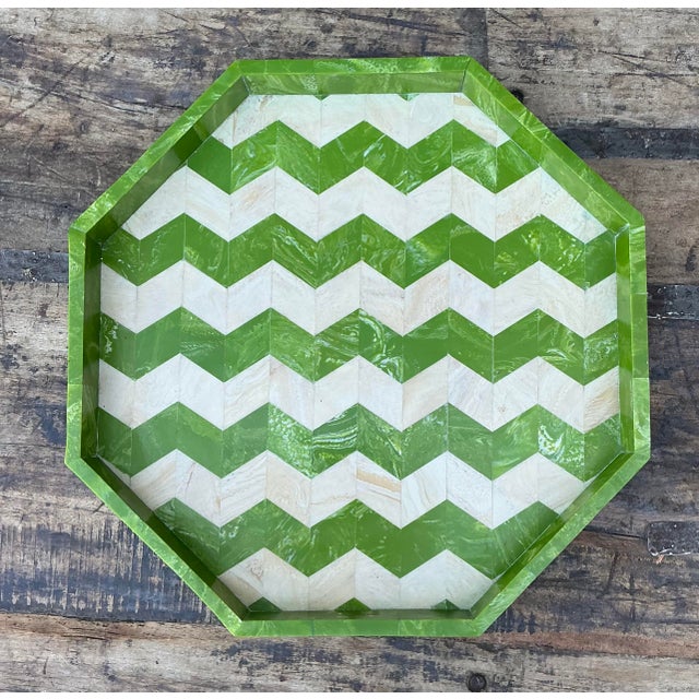 Postmodern Vintage Herringbone Stone Tray For Sale - Image 3 of 12