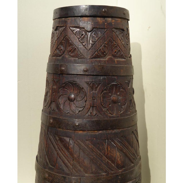 Umbrella Stand in Brass and Walnut, France, 1890s For Sale - Image 5 of 7